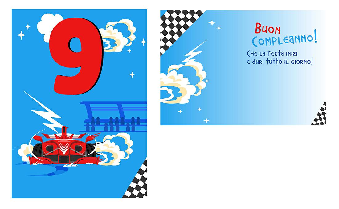 BIGLIETTINI 9 ANNI 11,5X16-LINEA MILLEFORME