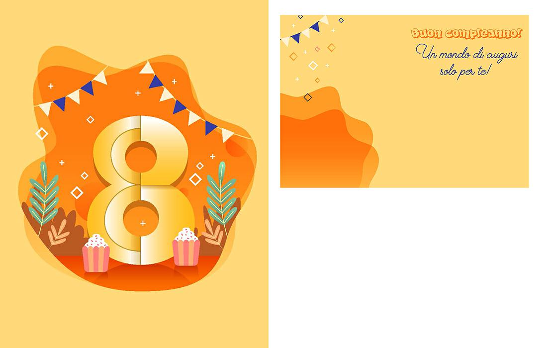 BIGLIETTINI 8 ANNI 11,5X16-LINEA MILLEFORME