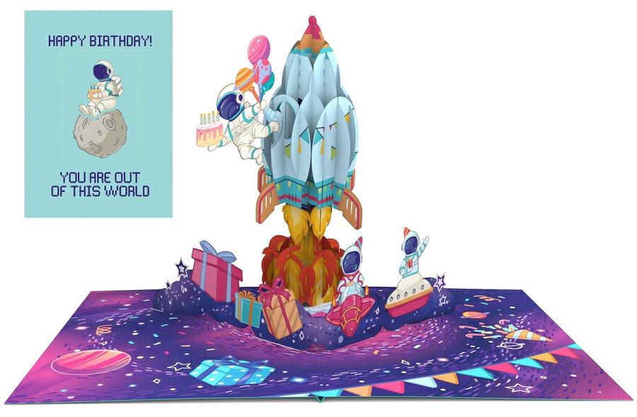 BIGLIETTINI ORIGAMI SPACE BIRTHDAY