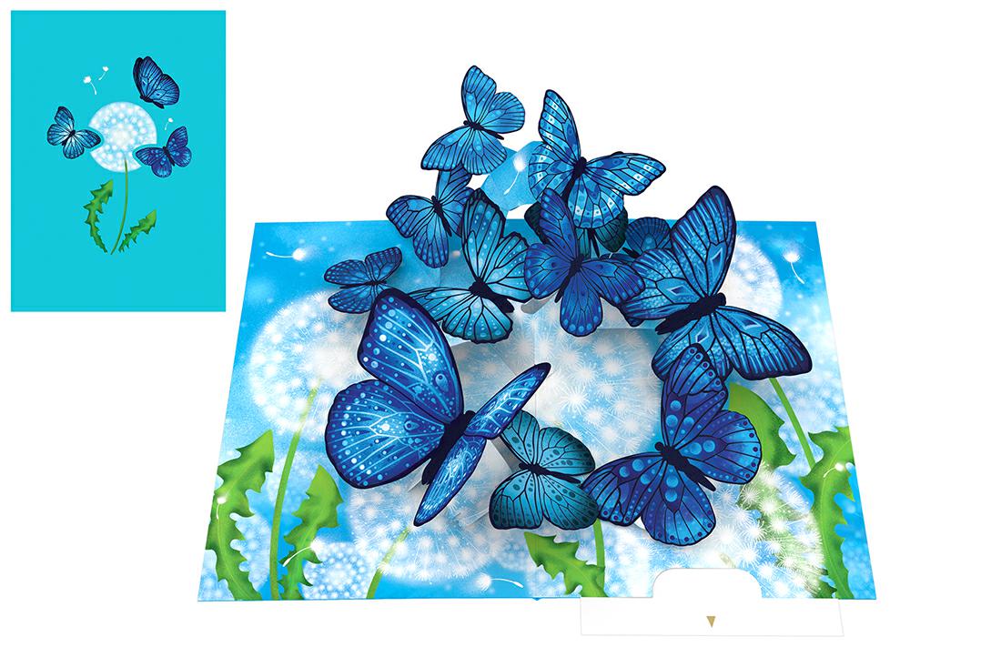 BIGLIETTINI ORIGAMI BLUE BUTTERFLIES