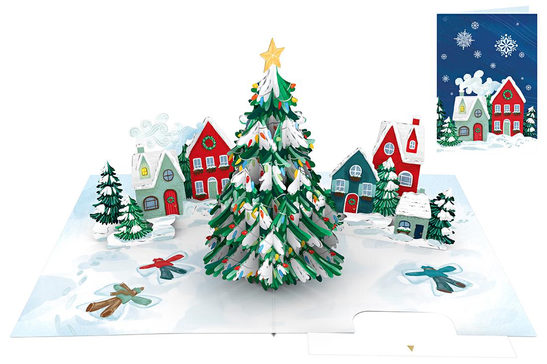 BIGLIETTINI ORIGAMI NATALE SNOWY VILLAGE